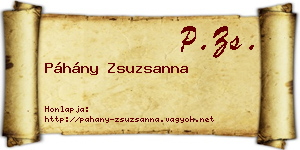 Páhány Zsuzsanna névjegykártya